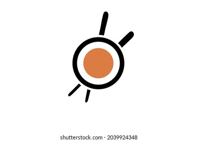 Sushi roll logo with sticks. Vector illustration isolated on white background. 