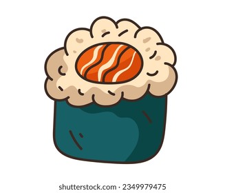 Sushi roll maki japanese food isolated on white background. Vector graphic design element illustration