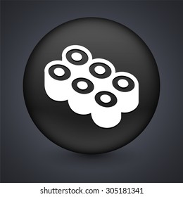 Sushi Roll on Black Round Button
