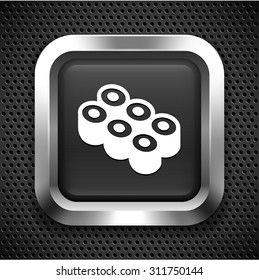 Sushi Roll on Black Square Button
