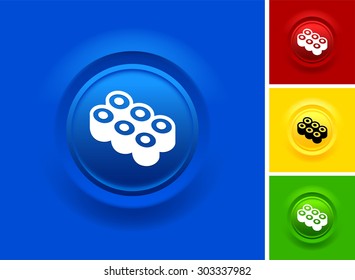Sushi Roll on Blue Bevel Round Button