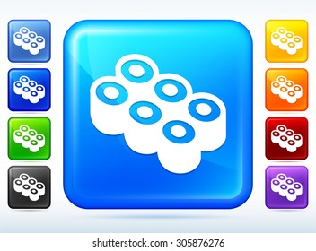 Sushi Roll on Blue Square Button
