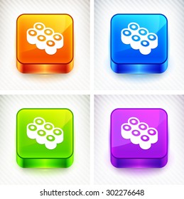 Sushi Roll on Color Square Buttons