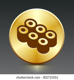 Sushi Roll on Gold Round Button