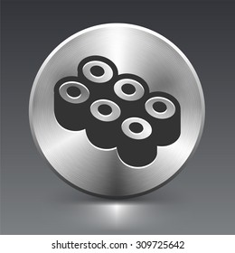 Sushi Roll on Silver Round Button