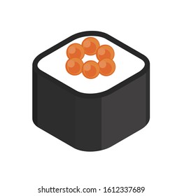 Sushi roll on white background. Vector illustration. Japanese food.