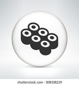 Sushi Roll on White Round Button