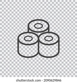 Sushi roll outline icon. Vector isolated on transparent background.
