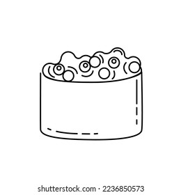 Ilustración vectorial de estilo de contorno de rollo de sushi aislada en fondo blanco
