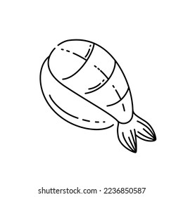 Ilustración vectorial de estilo de contorno de rollo de sushi aislada en fondo blanco
