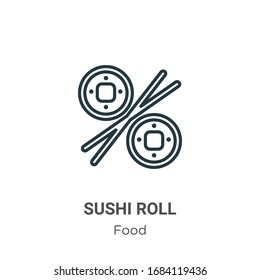 Sushi Roll Umriss Vektorillustration Symbol. Dünne schwarze Sushi-Rollen-Symbol, einfache flache Vektorillustration-Elementgrafik aus bearbeitbarem Lebensmittelkonzept einzeln auf weißem Hintergrund