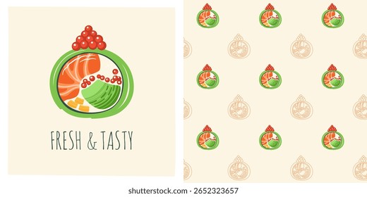 Sushi rolo Filadélfia desenho animado sem costura padrão. Tradicional comida asiática japonesa fundo ilimitado. Sushi frutos do mar projeto vetor sem fim para papel impressão tecido tecido envoltório têxtil fundo modelo