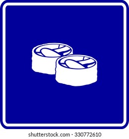 sushi roll pieces sign