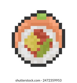sushi roll pixel art for dynamic digital projects and designs.