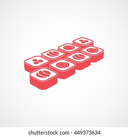 Sushi Roll Red Flat Icon On White Background