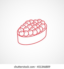 Sushi Roll Red Line Icon On White Background