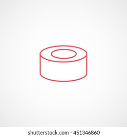 Sushi Roll Red Line Icon On White Background