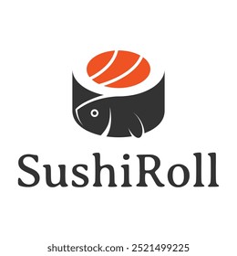 sushi roll restaurant flat minimalist logo design