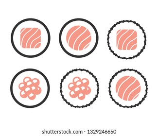 Sushi roll. Sushi rolls vector web icon isolated on white background, EPS 10, top view