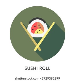Rollo De Sushi Redondeado Icono De Color Plano, Mini Ilustración Relacionada Con La Comida, Gastronomía. Uso Para El Concepto Moderno, Ui, Web Ux Y Desarrollo De App.