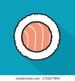 sushi roll with salmon icon - vector illustration