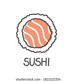 sushi roll with salmon icon- vector illustration