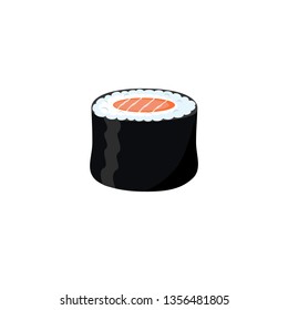 Sushi roll salmon. Japanese food, vector illustration