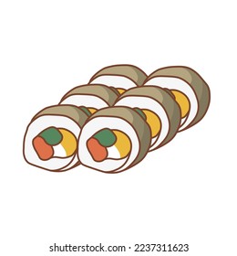 Sushi roll with salmon and mango. Suitable for restaurant banners, logos, and fast food advertisements. Japanese food. Asian food.