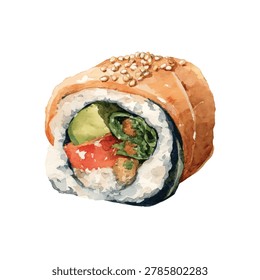 Sushi roll with salmon and vegetables