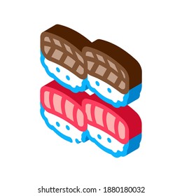 Sushi rollen Meeresfrüchte Symbol Vektor. isometrisches Sushi Roll Seafood Schild. farbige einzelne Symbolillustration