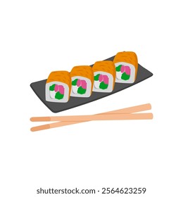 Sushi Roll Seafood Vector Illustration, Isolated