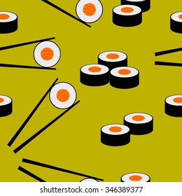 Sushi roll seamless pattern