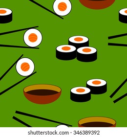Sushi roll seamless pattern