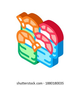 sushi roll with shrimp icon vector. isometric sushi roll with shrimp sign. color isolated symbol illustration
