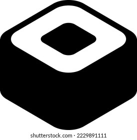 Sushi roll square shape, vector. Roll icon in black color on a white background.