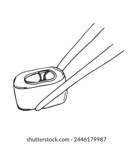 Sushi roll and sticks icon doodle vector. Japan food. Japanese sashimi isolated