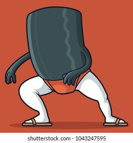 Sushi roll sumo character vector illustration. Food design concept