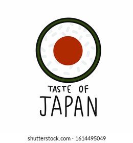 Sushi roll Taste of Japan cartoon vector illustration