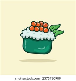 Sushi Roll Vector Icon Illustration. Sushi Roll Food Icon Concept Yellow soft Isolated. Flat Cartoon Style Suitable for Web Landing Page, Banner, Flyer, Sticker, Card, Background