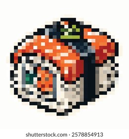 Sushi roll vector pixel art