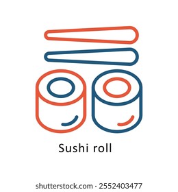 Ícone de contorno de duas cores do vetor de rolo de Sushi. Arquivo Eps10