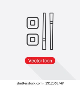 Sushi Rolls And Chopsticks Icon Vector Illustration Eps10