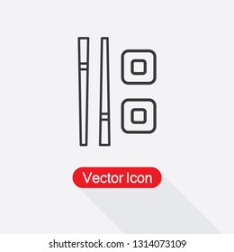 Sushi Rolls And Chopsticks Icon Vector Illustration Eps10