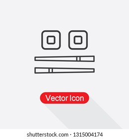 Sushi Rolls And Chopsticks Icon Vector Illustration Eps10