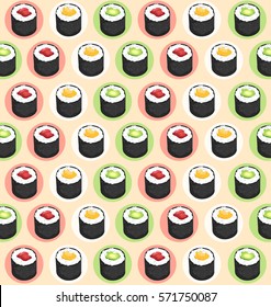 Sushi Rolls Elements : Sushi Pattern : Vector Illustration