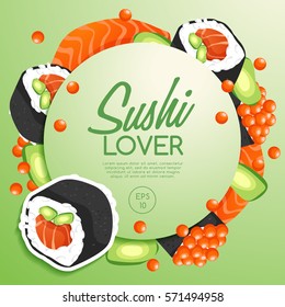 Sushi Rolls Elements : Vector Illustration