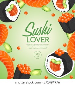 Sushi Rolls Elements : Vector Illustration