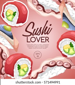 Sushi Rolls Elements : Vector Illustration