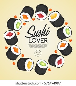 Sushi Rolls Elements : Vector Illustration