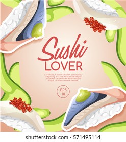 Sushi Rolls Elements : Vector Illustration